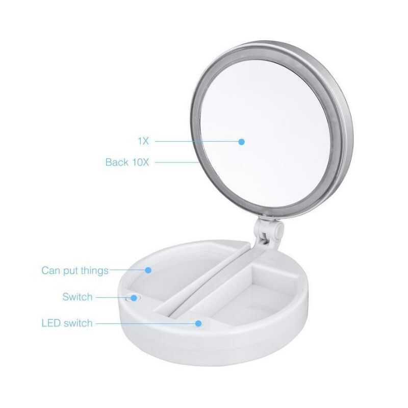 Hot My Fold Away Led Makeup Mirror Double Sided Rotation Folding Usb Lighted Vanity Touch Screen Portable Tabletop Lamp