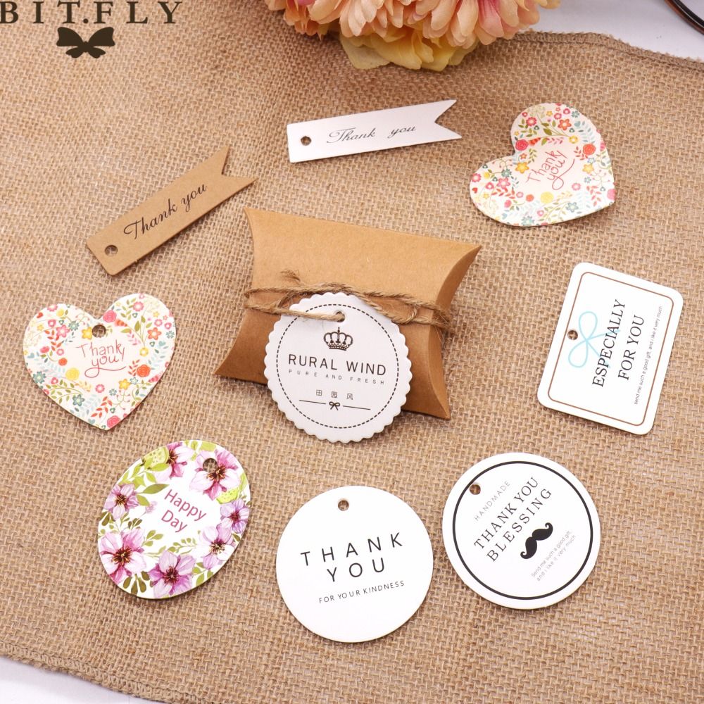 Event Party Holiday Diy Decorations 50pcs Kraft Paper Thank You Tags Baking Wedding Note Gift Wrapping