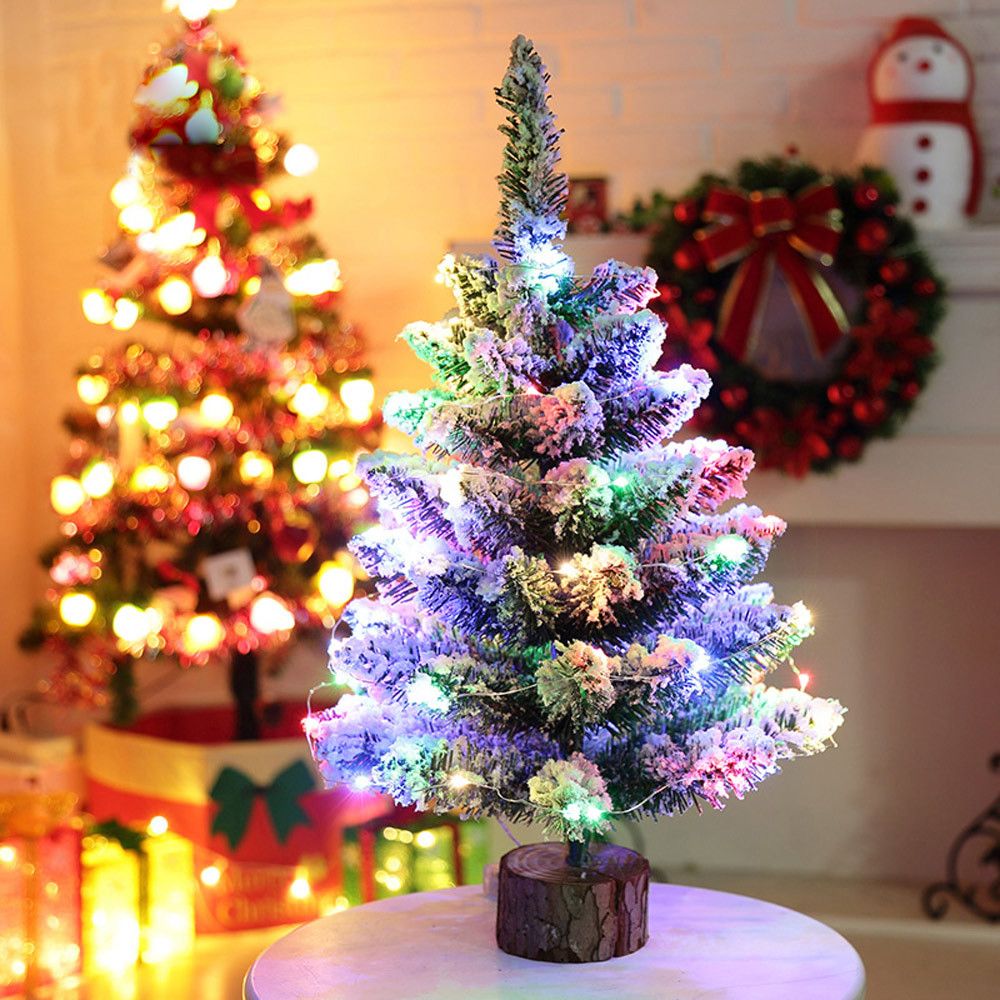Christmas Tree Flocking Snowfall Artificial Flocking Snow Christmas Tree Led Multicolor Lights Holiday Decoration Christmas Decorations Christmas Christmas