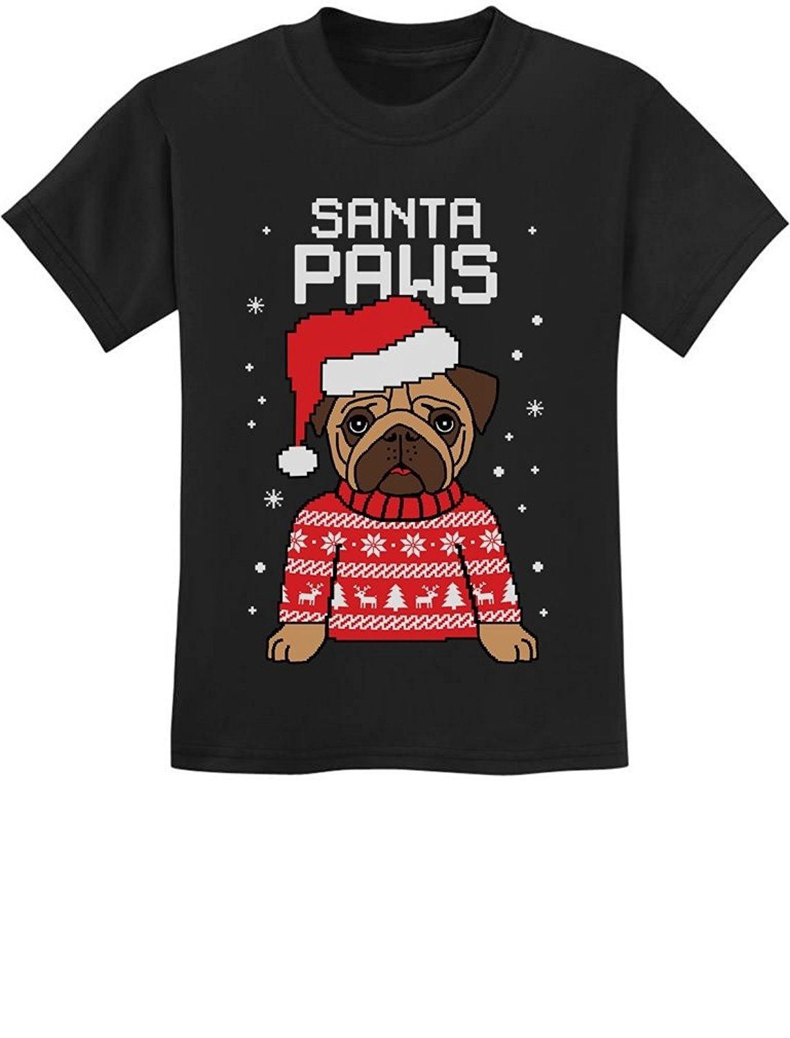 teestars santa paws pug ugly christmas sweater dog youth kids t pug ugly christmas sweater