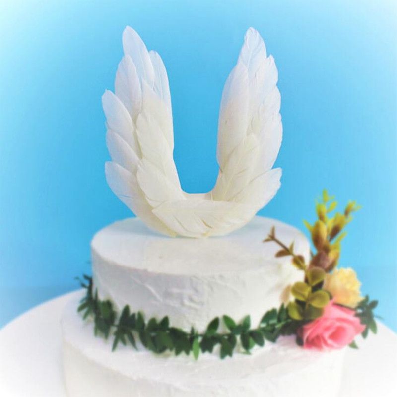 2019 White Feather Lighted Angel Wing Cake Toppers Cupcake 2019 White Feather Lighted Angel Wing Cake Toppers Cupcake
