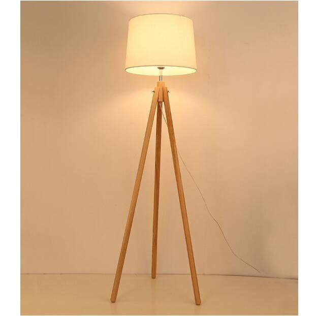 Svitz Nordic Style Wood Tripod Floor Lamp For Reading Room Hotel E27 Led Three Legged Stent Standing Study Light