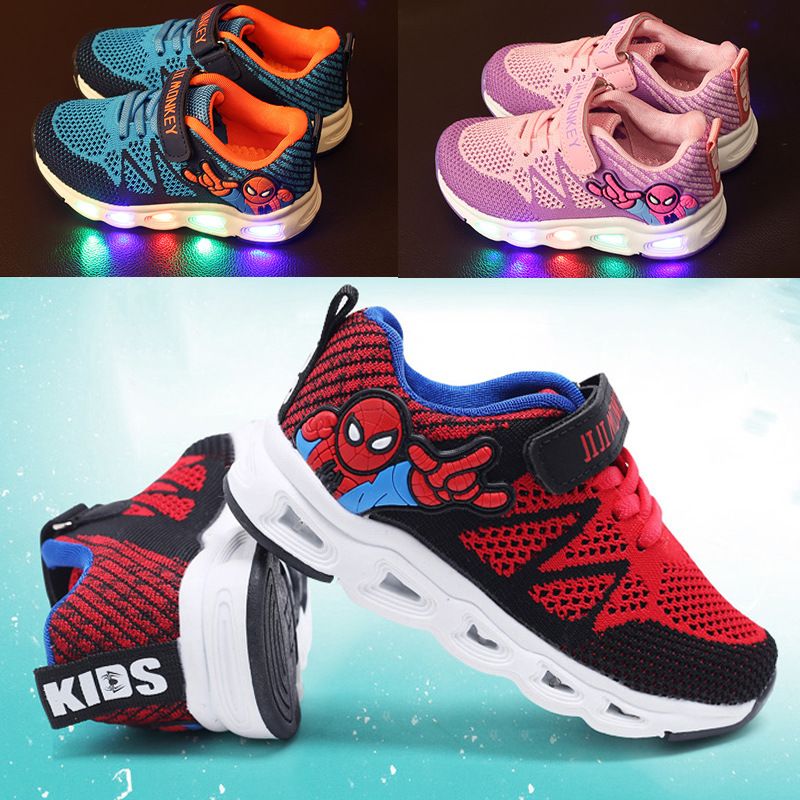 Compra Niños Spiderman LED Luces Zapatos Para Niñas Y Niños Zapatos  Deportivos Resplandecientes Zapatos Casuales Tamaño 22 31 Barato | Entrega  Rápida Y Calidad | Es.Dhgate