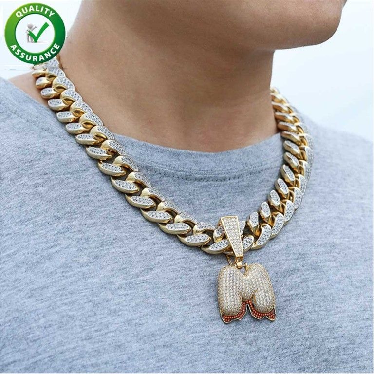 Iced Out Pendant Hip Hop Jewelry Luxury Designer A Z Custom Bubble Letter Necklace Pandora Style Charms Mens Gold Chain Pendants Bling Cz