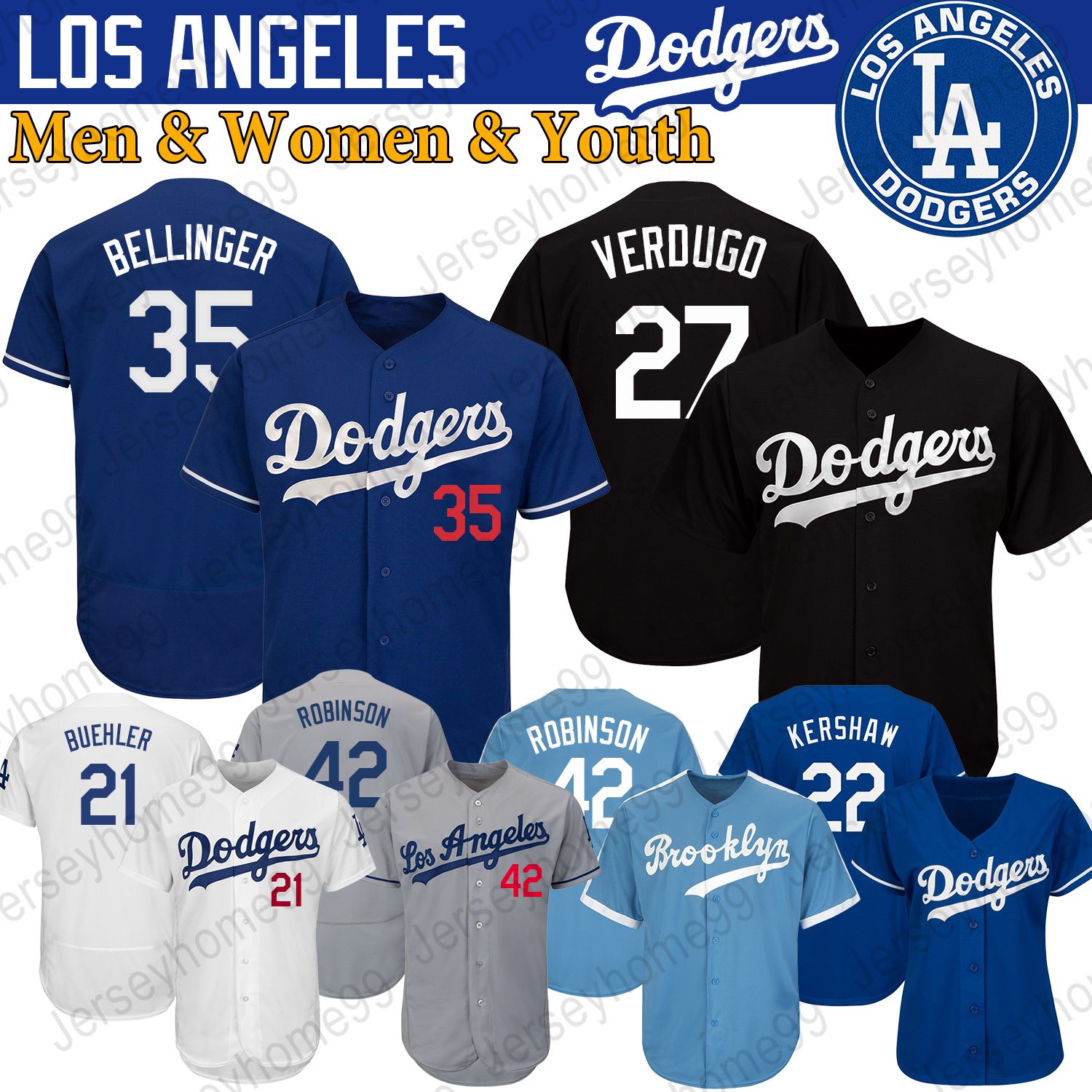 Los Angeles Custom Dodgers Jerseys Clayton Kershaw Alex Verdugo Cody