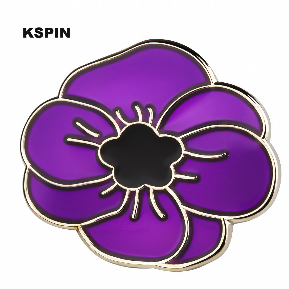 Buy Dropship Products Of Purple Poppy Flower Lapel Pin Flag Badge Lapel