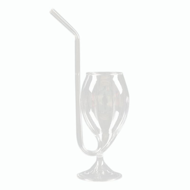 Hot Wine Glass Cup Transpa Glassware Mug Cocktail Straw With Built In Drinking For Home Bar Party