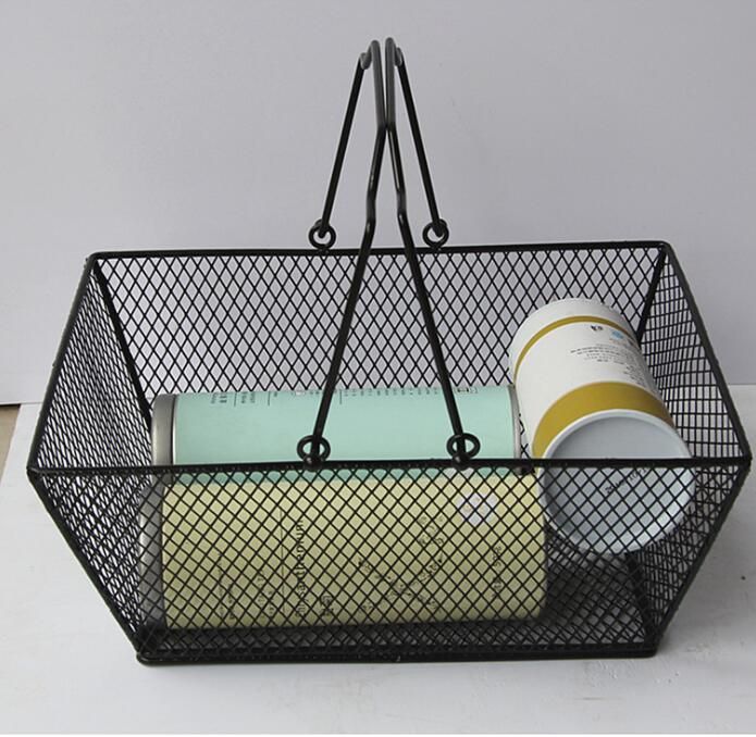 2021 Metal Shopping Basket Cosmetics Storage Baskets With Handle Iron