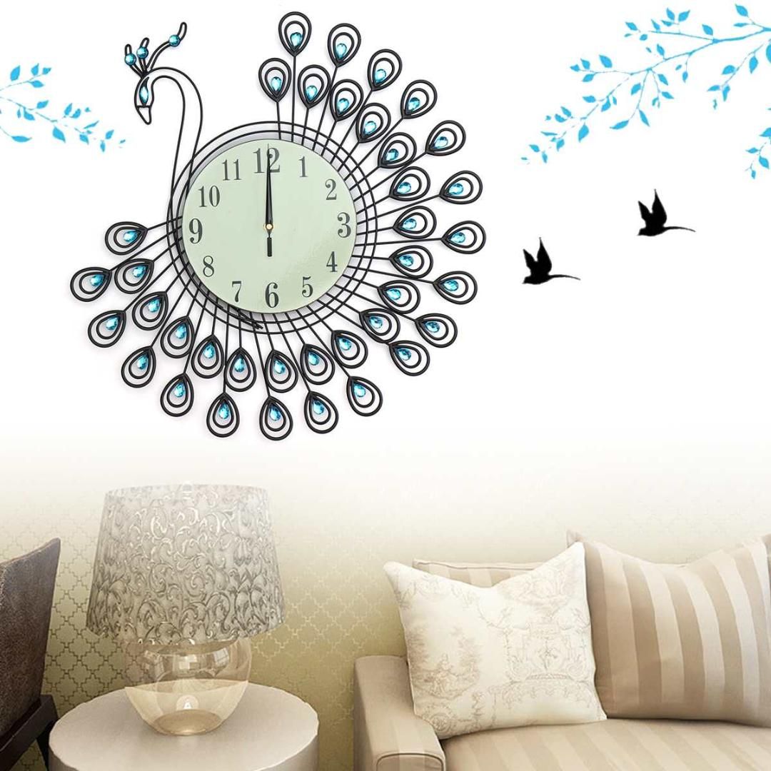 Große 3D Wanduhr DIY Pfau Kristall Glas Metall Wanduhren Wohnzimmer Dekor Moderne Dekor Kunst Geschenk 54 * 54 CM Große 3D Wanduhr DIY Pfau Kristall Glas Metall Wanduhren Wohnzimmer Dekor Moderne Dekor Kunst Geschenk 54 * 54 CM