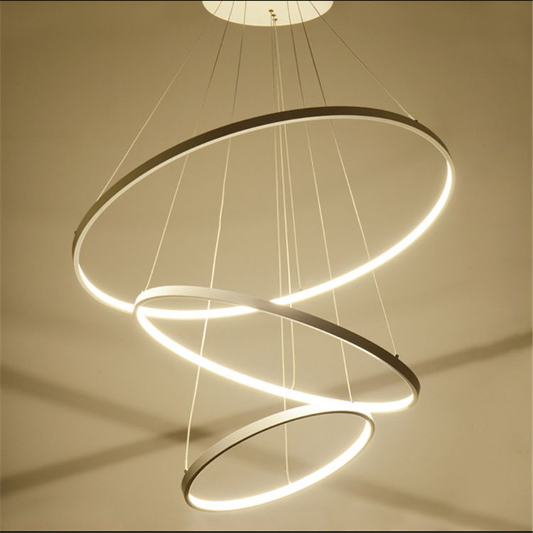 Jess Modern Led Pendant Lamp Minimalism Circular Ring Acrylic Chandelier Multivariant Style Aviation Aluminum Alloy Lights