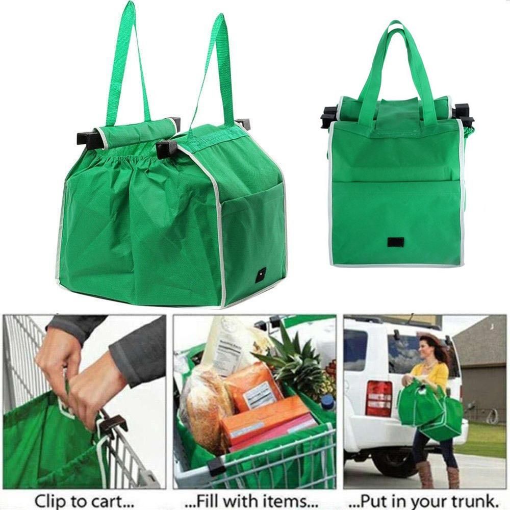 Foldable Shopping Tote Large Capacity Shopping Cart Bags Reusable Folding Pouch Trolley ...