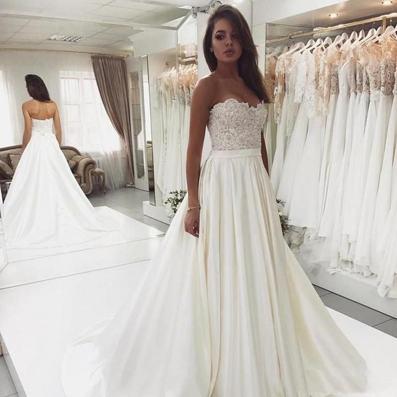 New Sweetheart Wedding  Dresses  2019  With Elegant Applique 