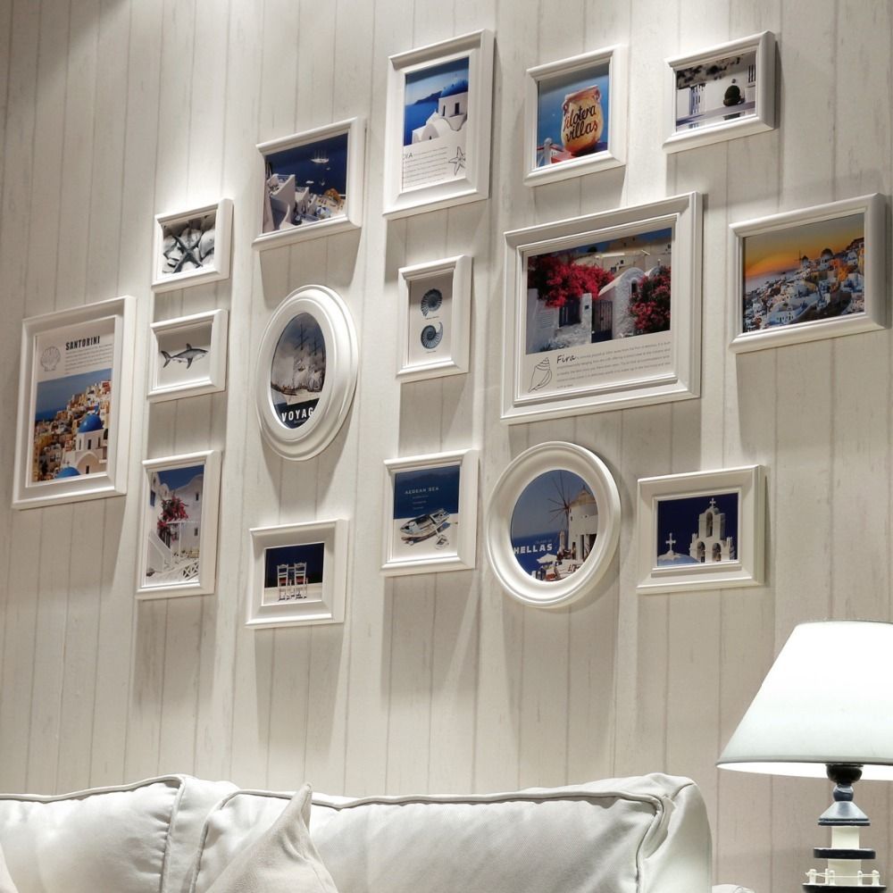White 16 Pcs Wooden Frame Collage Photo Wall For Picture Porta Retrato Moldura Vintage Frames C19041701