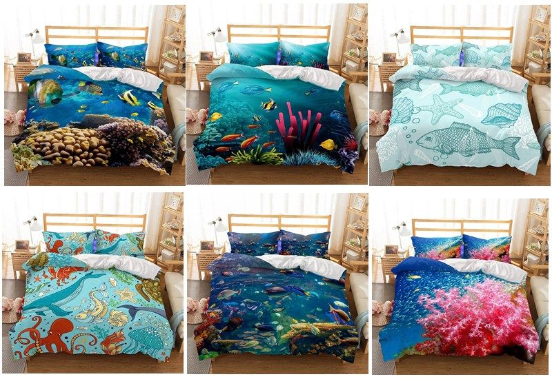 The Fish In Ocean 3d Bedding Set Print Duvet Cover Lifelike Bed Sheet Twin Full Queen King