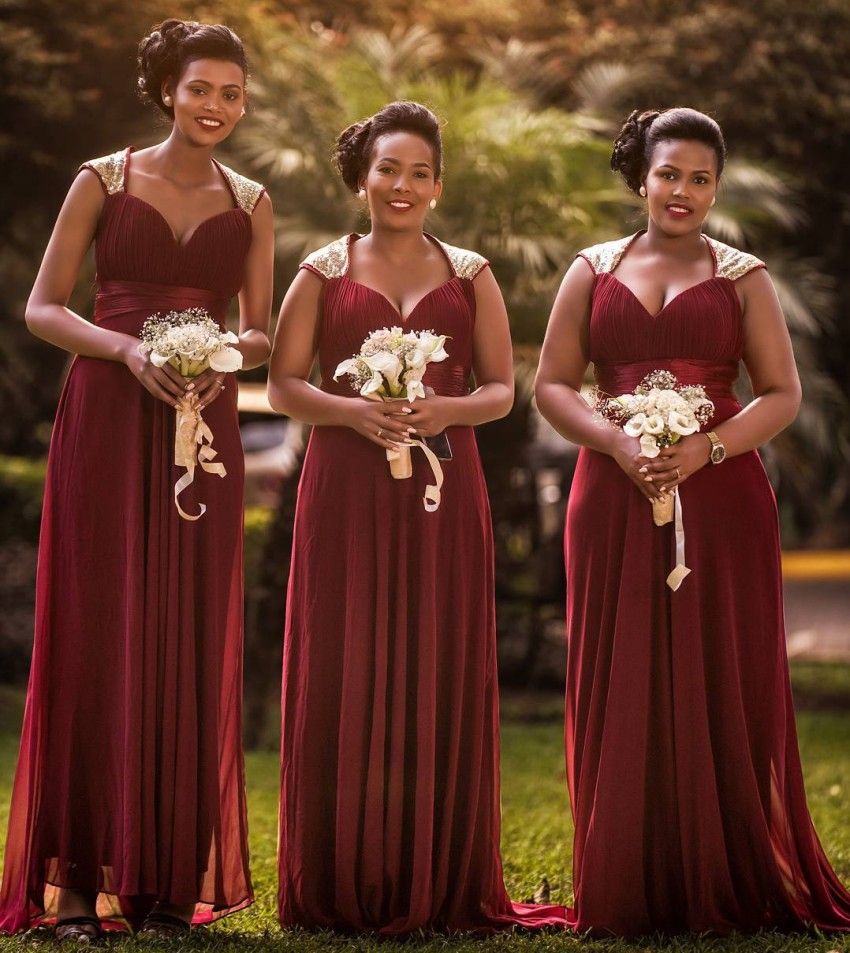 burgundy color bridesmaid dresses