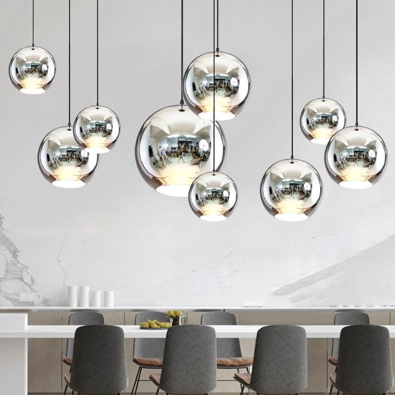 Lukloy Modern Dixon Style Mirror Glass Ball Pendant Lights Copper Mirror Glass Ball Pendant Lights Copper