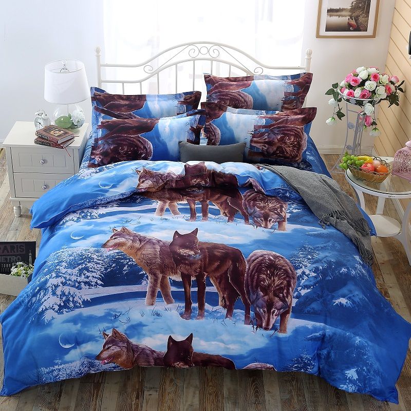 Queen Size Snow Wolf Bedding Set Bed In A Bag Flat Queen Size Snow Wolf Bedding Set Bed In A Bag Flat Sheet Comforter Duvet Cover Luxury Sets Unique From Aliceyang002
