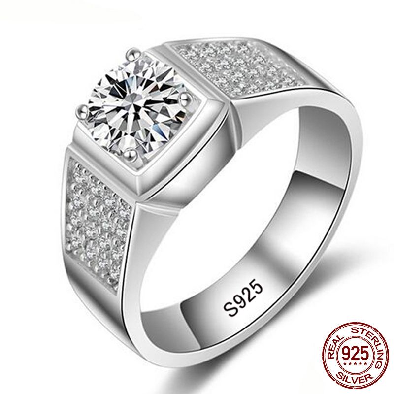 2020 Fine Jewelry Men Ring 100% Original Pure 925 Silver Ring Full CZ ...