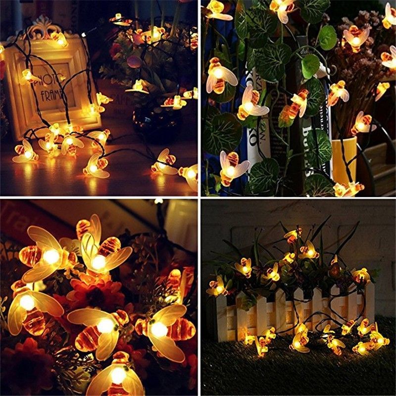 2019 New Cute Bee Shape Led Light String 5m Solar Power Fairy 2019 New Cute Bee Shape Led Light String 5m Solar Power Fairy Lighting Waterproof Holiday Indoor Outdoor Party Garden Lamp From Erindolly360e