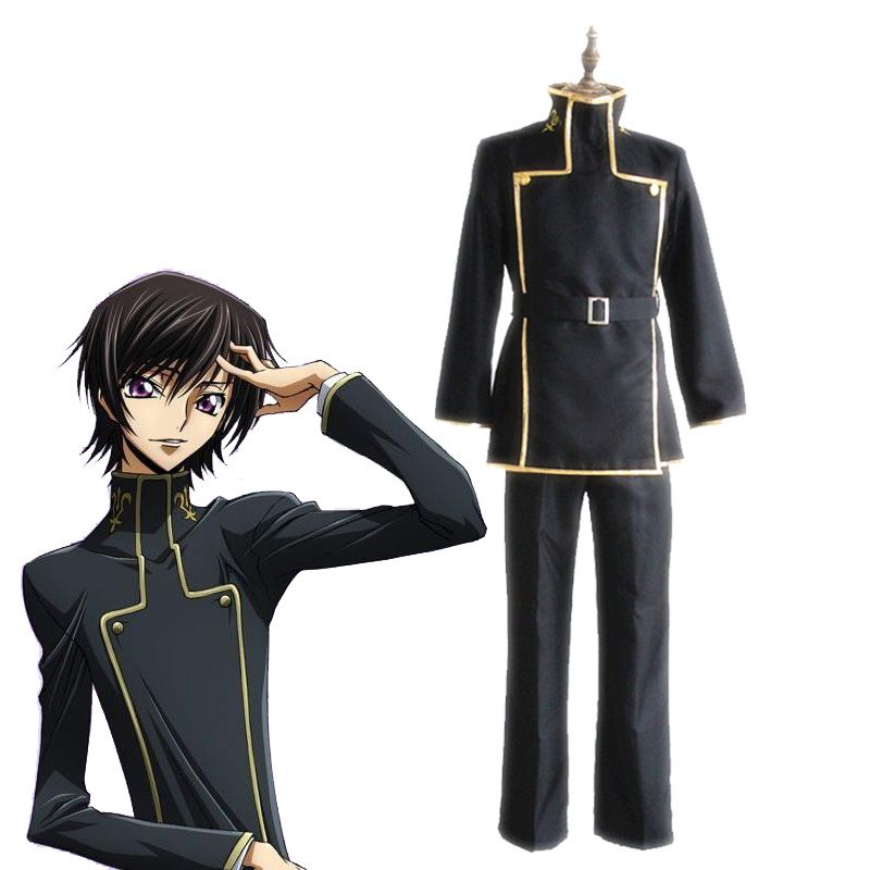 Anime Code Geass Cosplay Lelouch Lamperouge School Uniform Black Set Costume Lelouch Vi Britannia Halloween Wear - 