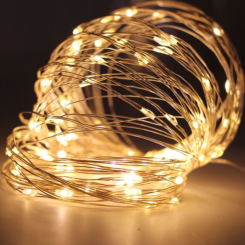 10m 100leds Battery Operated Led String Mini Copper Wire Fairy Light Xmas Home Party Decoration Warm Pure White