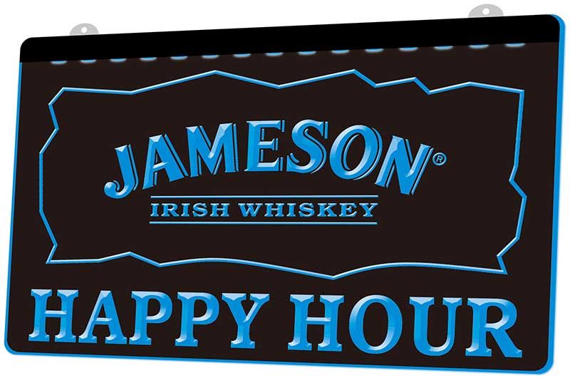 2020 LS772 B Jameson Irish Whiskey Happy Hour Bar Neon Sign.Jpg Decor