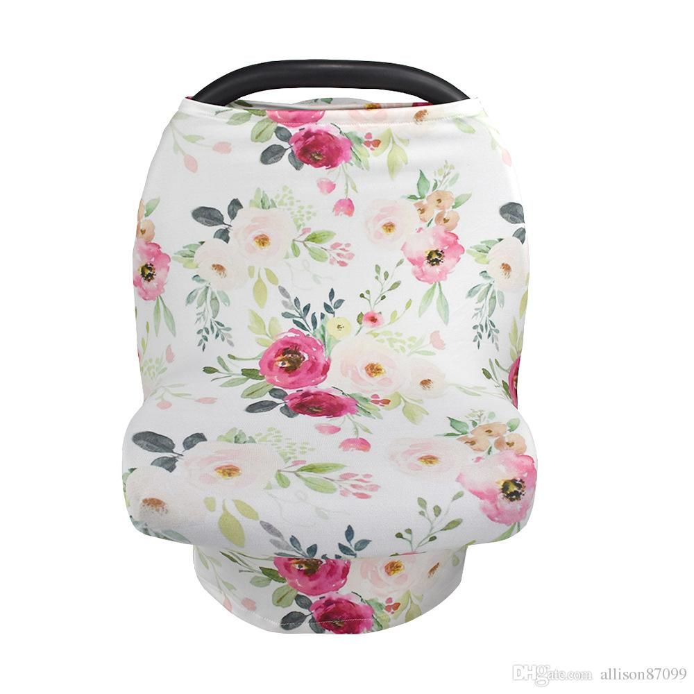 Multifunction Stretchy Car Seat Cover Baby Cat Canopy Privacy Nursing Tfeeding Flowers Print Dhl