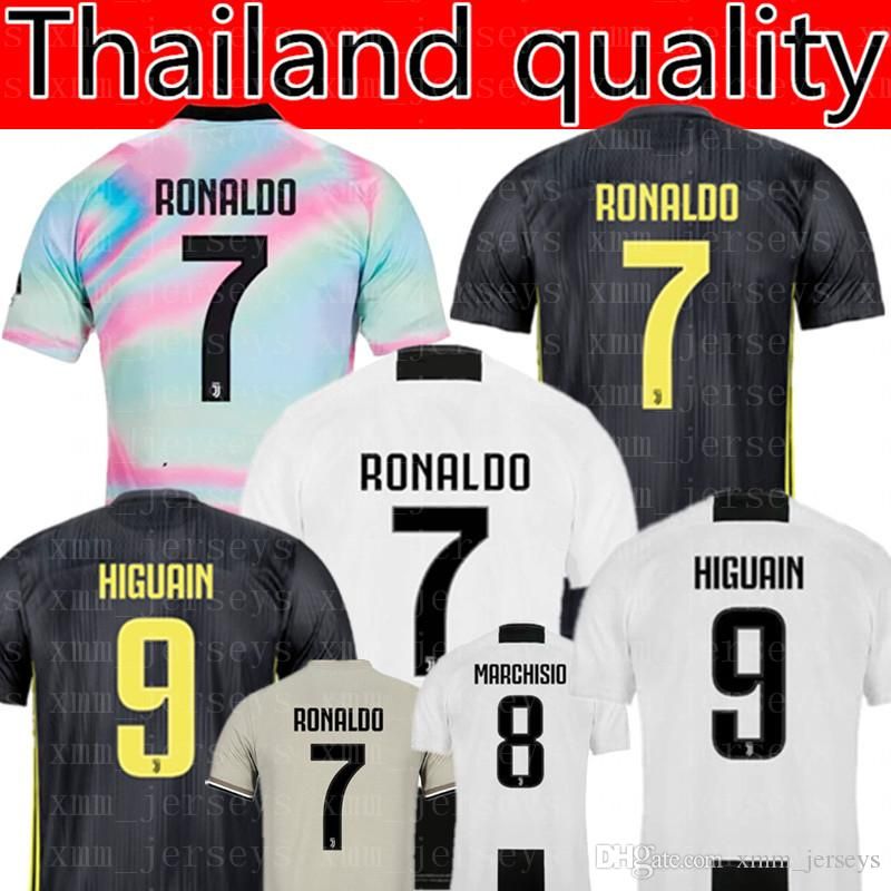 Ronaldo 7 Juventus Soccer Jersey 2019 Higuain 9 Dybala 10 Mandzukic 17 Cuadrado 7 Football Shirt Uniform Women Man Kids Kits