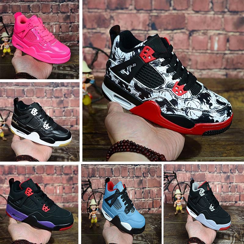 4s OG Black Cat Basketball Shoes Reflect For Kids Boys Girls Sports