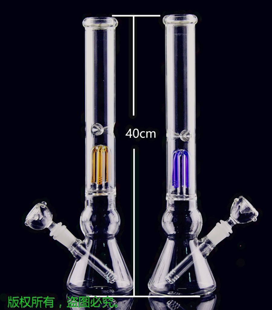 2020 QBsomk Glass Bong 18 Inches Water Pipe 5mm Thickness Bongs 4 Arm