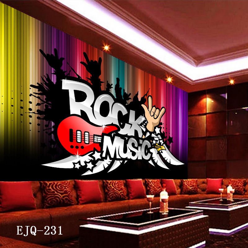 Customized 3D As KTV Rock Music Bar Background Wallpaper Europe Style