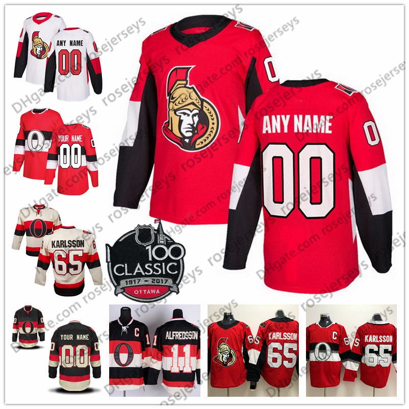 2019 Custom Ottawa Senators Red Third Jersey Men Women Youth Kid White