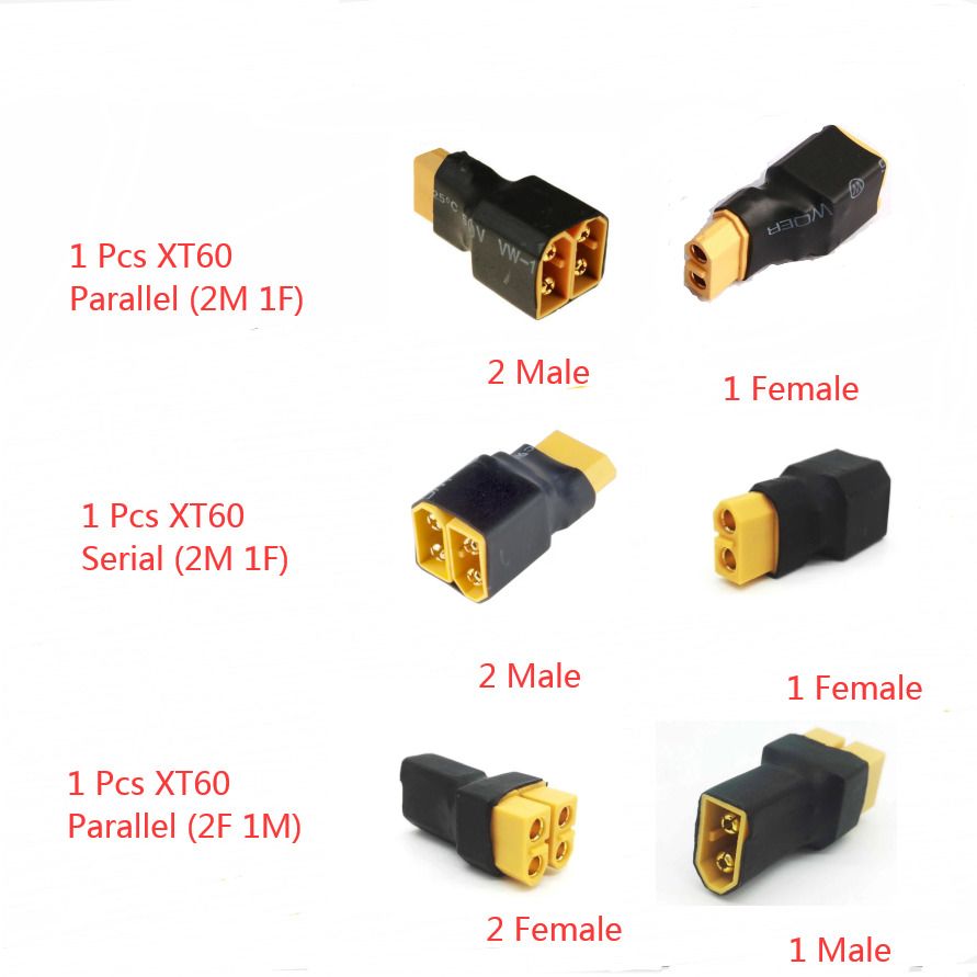 1pcs XT60 Female To Male T Connectors Adapters Lipo Plug Wiring