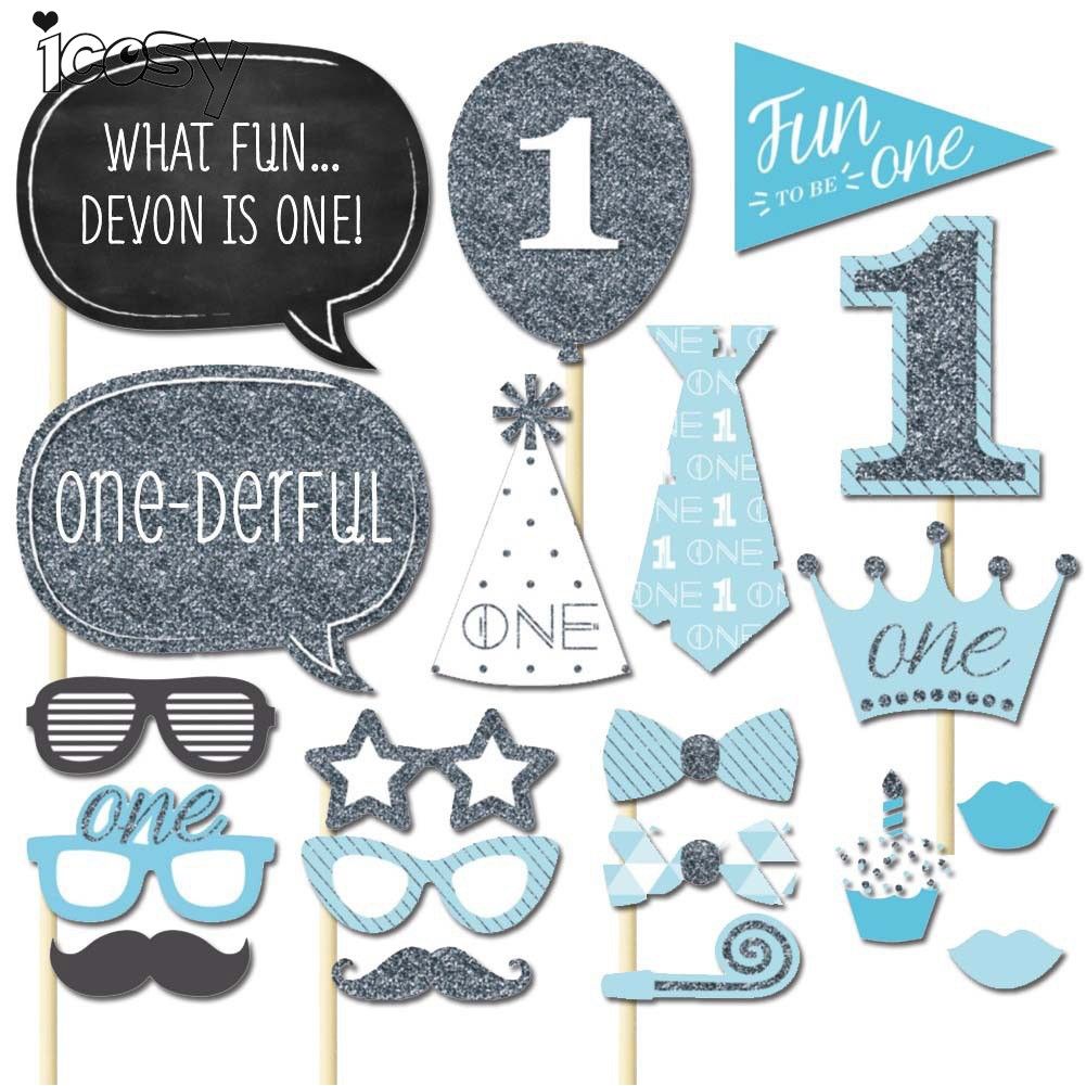 2019 Wholesale Boys Girls 1 First Birthday Photo Booth Props Party 2019 Wholesale Boys Girls 1 First Birthday Photo Booth Props Party