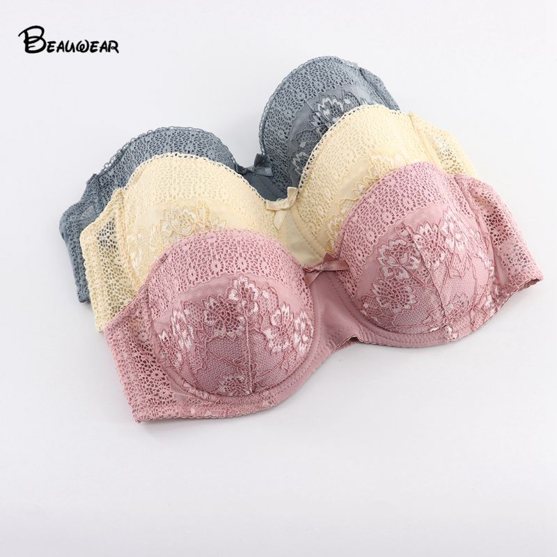 Women Lace Floral Plus Size Demi Bra and Panty Sets Nylon Bras briefs For Women 38C 38D 40C 40D 