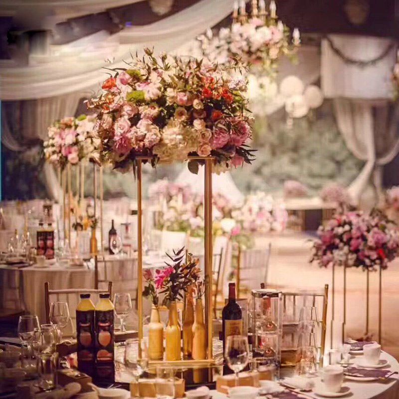 Wedding Table Centerpiece Flower Vase Floor Vases Stand Metal Road Wedding Table Centerpiece Flower Vase Floor Vases Stand Metal Road Lead Pot Rack For Party Decoration Recycle Royal