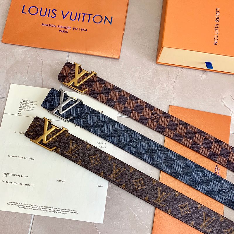 2019 New Fashion Mens Business Belts Luxury Alloy Buckle High Quality NO LOUIS VUITTON Genuine ...