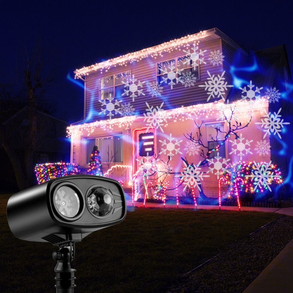 Moving Blue Watermark Snowflake Laser Projector Lamp Led Stage Light New Year Party Outdoor
