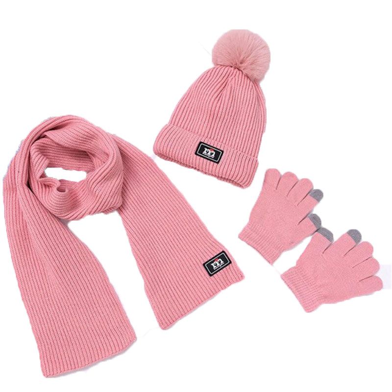 2021 Baby Winter Warm Hat And Scarf Gloves Kids Knitted Hat Sets 2019
