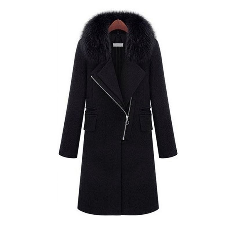 2021 Winter Coat Women Winter Dress Faux Fur Collar Long Brand Wool ...