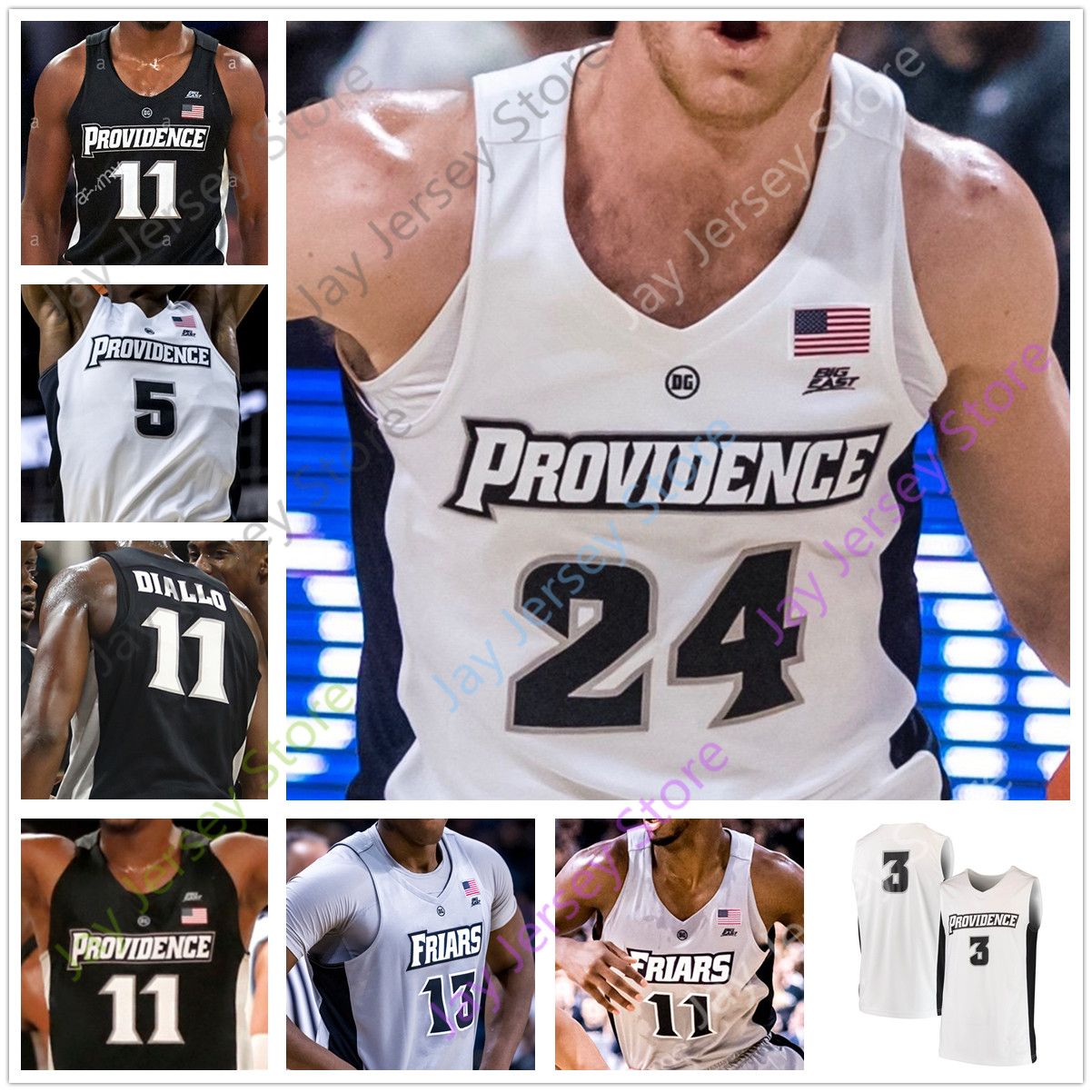 2020 Custom Providence Basketball Jersey College Alpha Diallo David