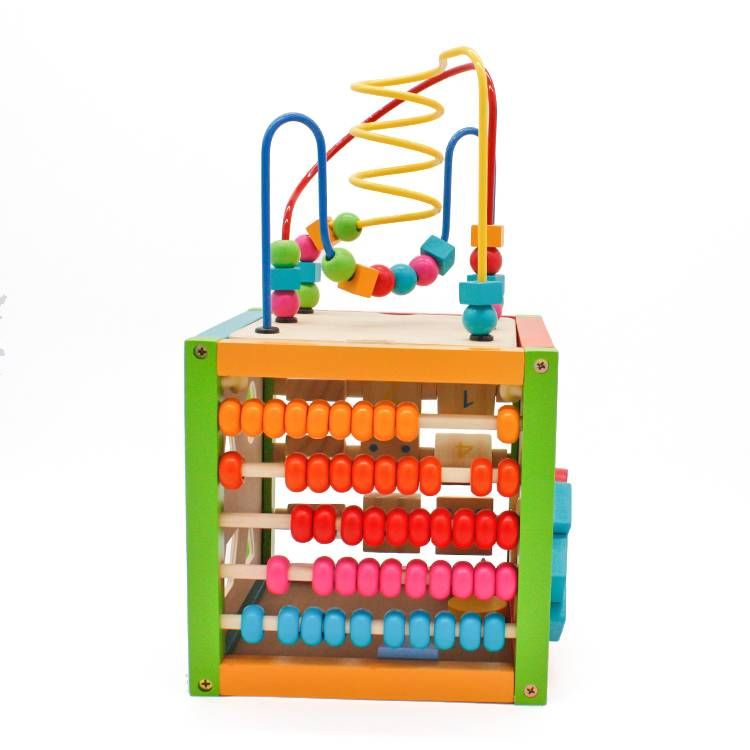tiny wooden learning bead maze cube