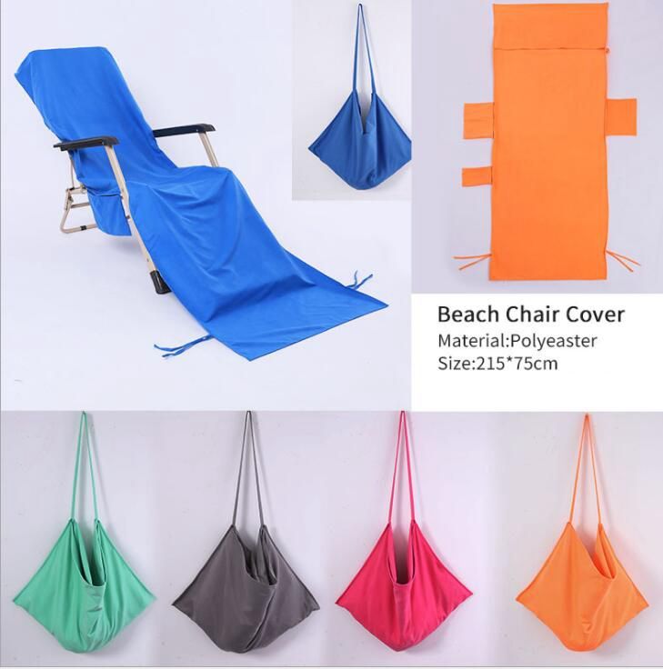 75x215cm Lounge Chair Cover Towel Beach Pool Lounge Chair Towel Cover With Convenient Storage Pockets Kka6659
