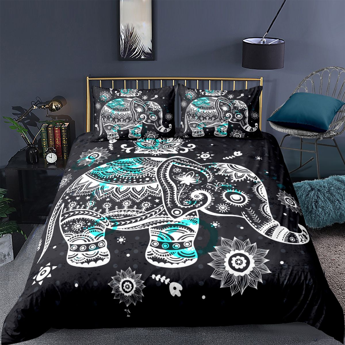 2020 Boho Elephant Duvet Cover With 2 Pillow Cases 3d Bedding