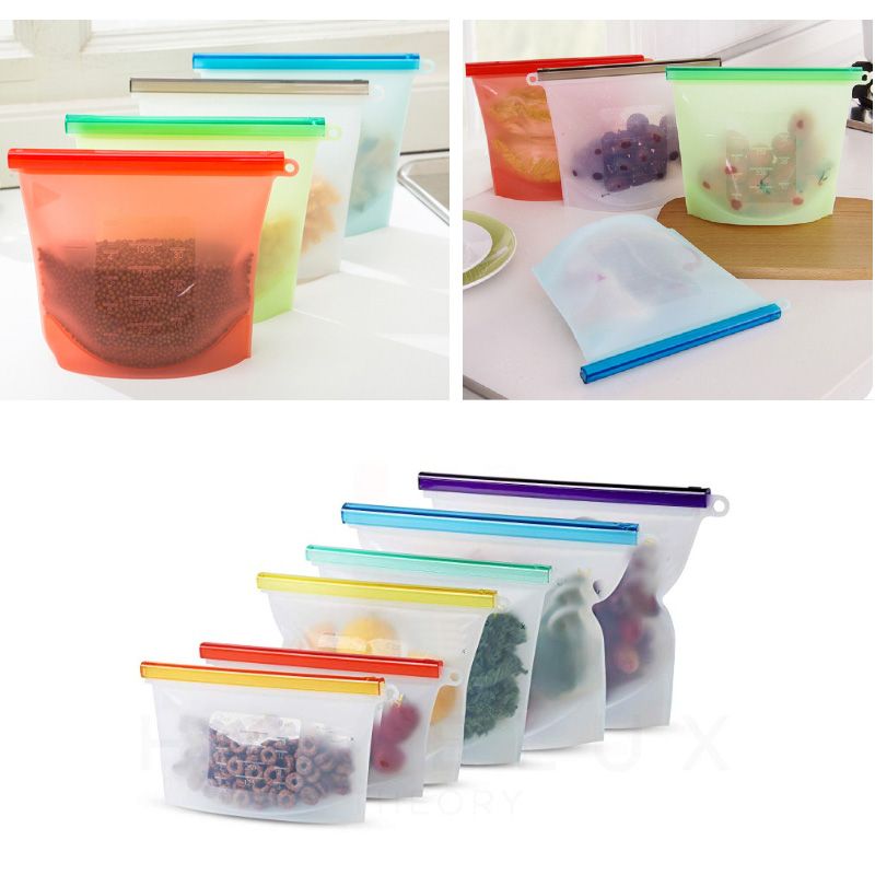 2020 Reusable Silicone Food Storage Bags For Lunch Fruit Freezer