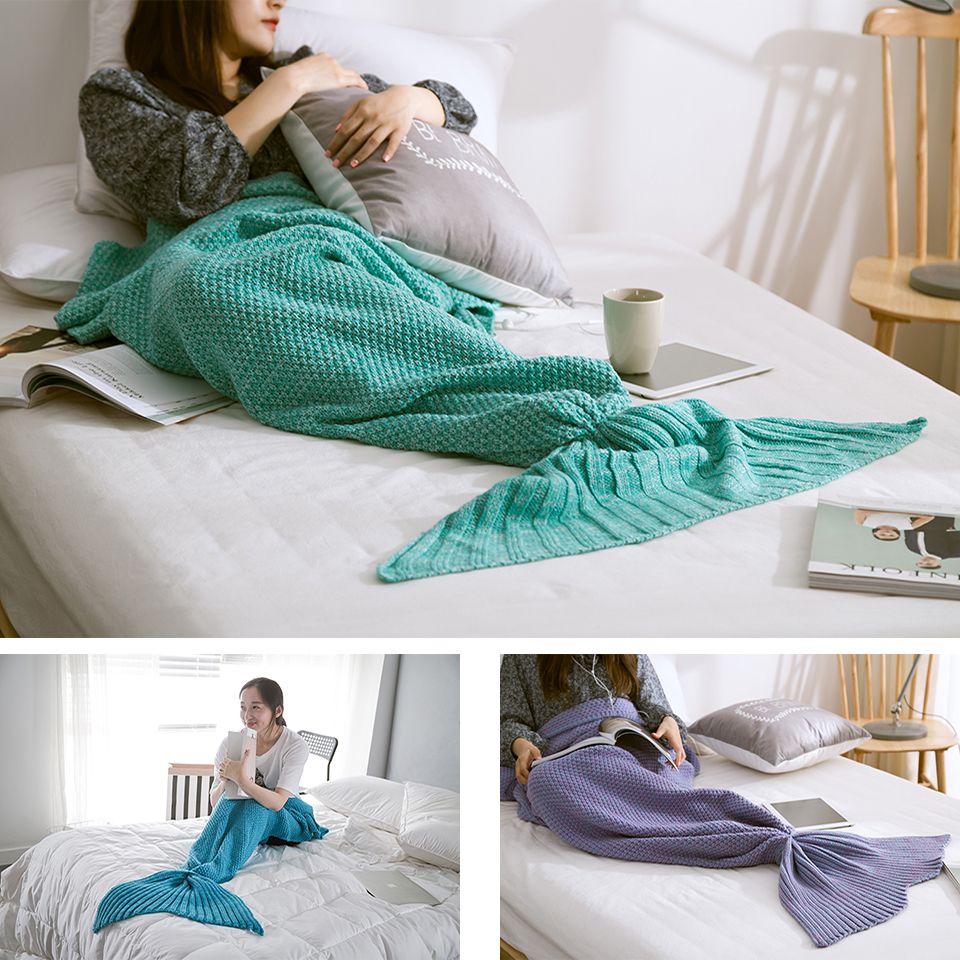 New Design Knitted Mermaid Tail Blanket Adult Child Baby Mermaid