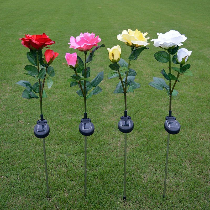 Solar Lights Home Garden Led Decorative Outdoor Lawn Lamp 2 Head Sun Rose Light Flower Lamps Decoration