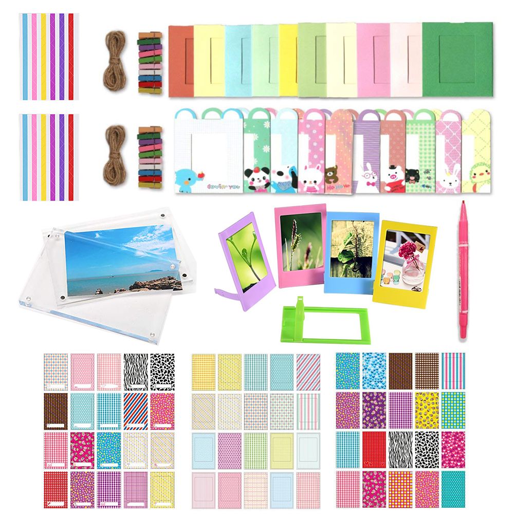 Instax Mini 9 8 7s Accessories Magnetic Photo Frame Wall Hang Frames Corner Stickers Mark Pen Bundle