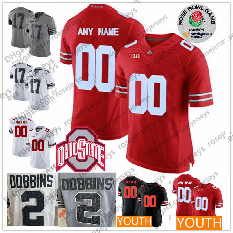 2019 Customized Mens Youth Kids Ohio State Buckeyes White Red Black