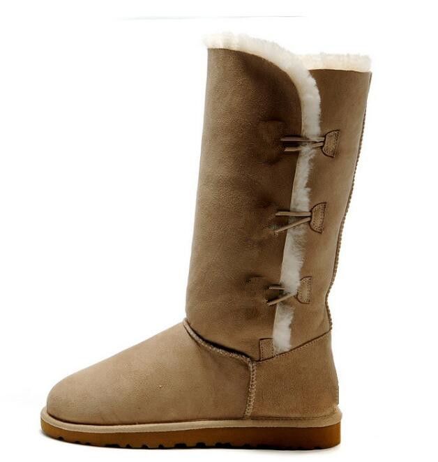 Women New Designer Snow Boots Winter Keep Warm Women'S High_Boot Classic Three Buttons For